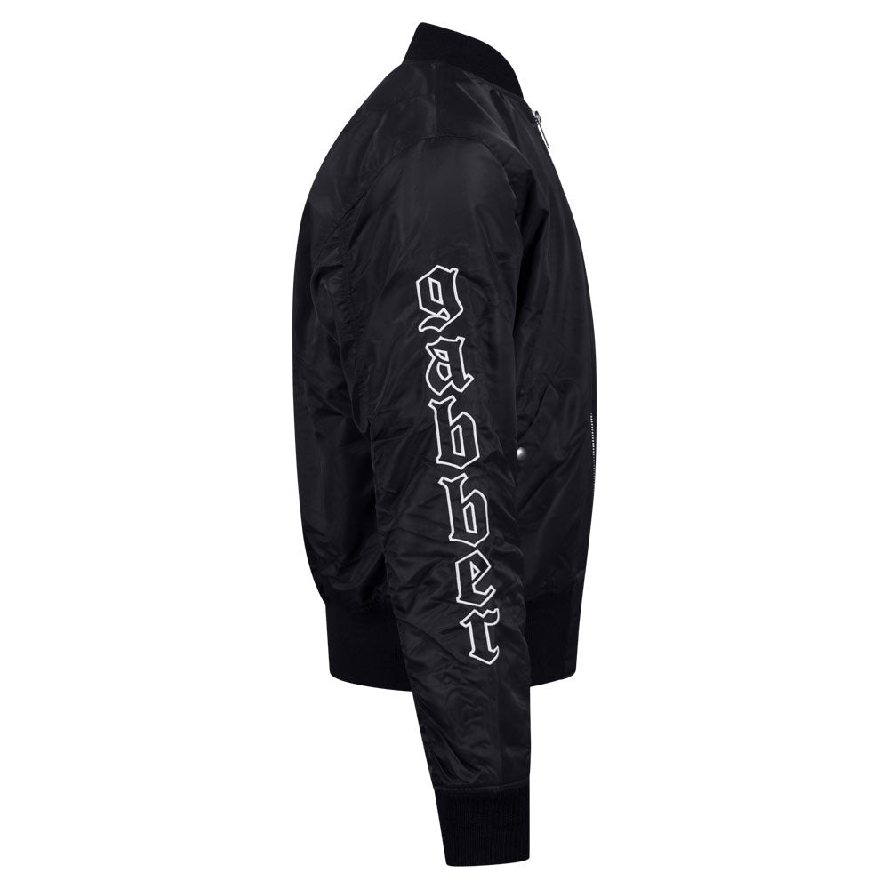 Bomber Jacket 100% Hardcore Gabber – czarna, detal nadruku na rękawie