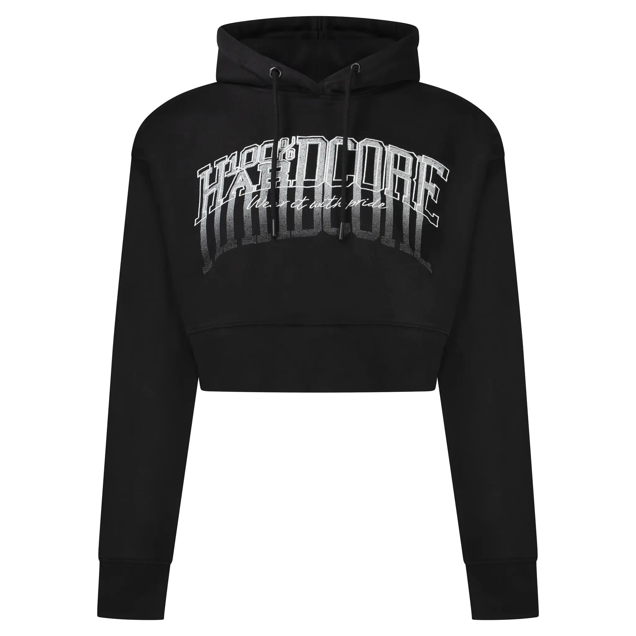 Cropped Hoodie 100% Hardcore Faded – czarna, widok przodu