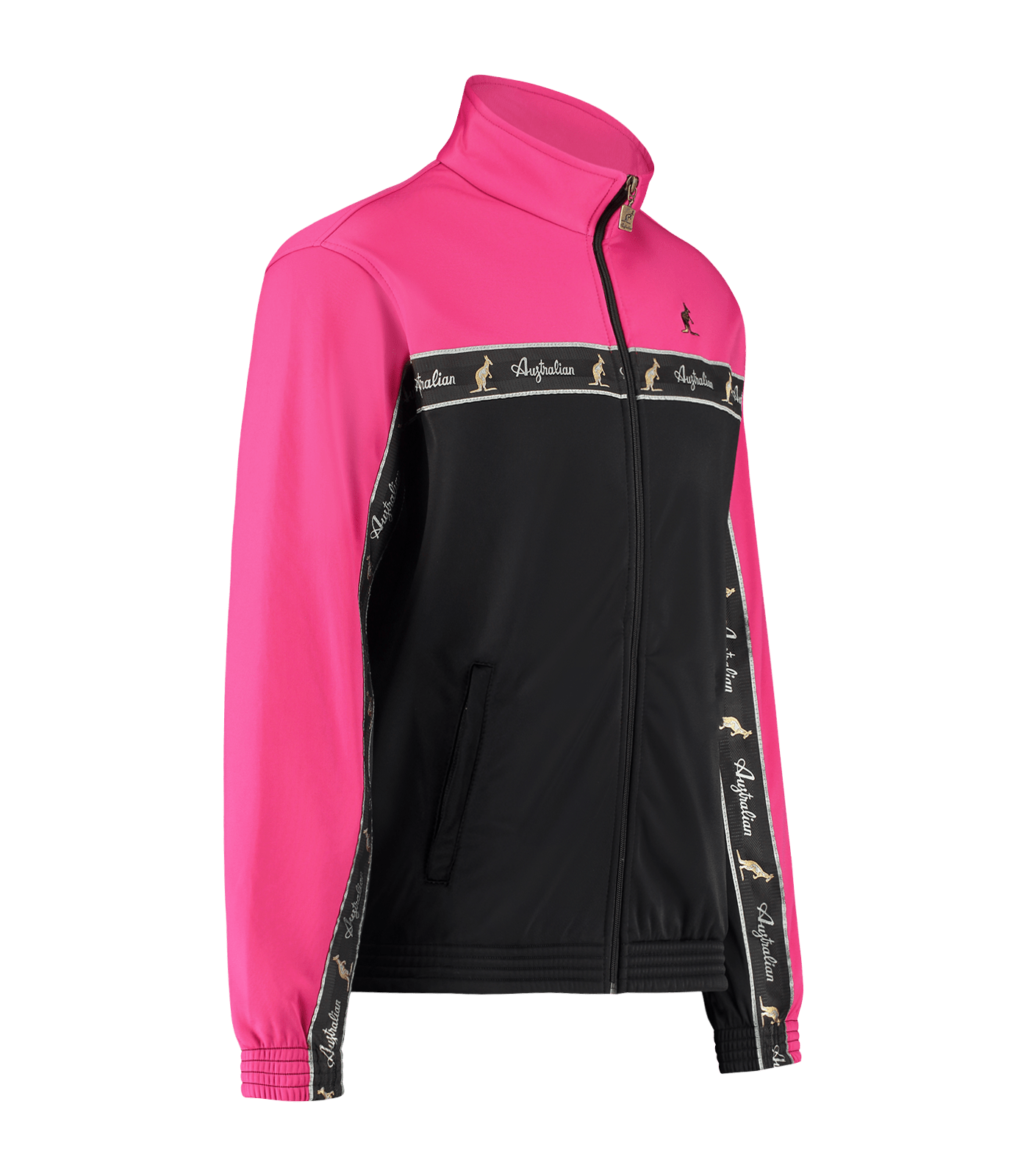 Australian Duo Jacket Black Fuxia with Black Tape – Track Jacket hardcore / gabber | TrueHardcoreStore