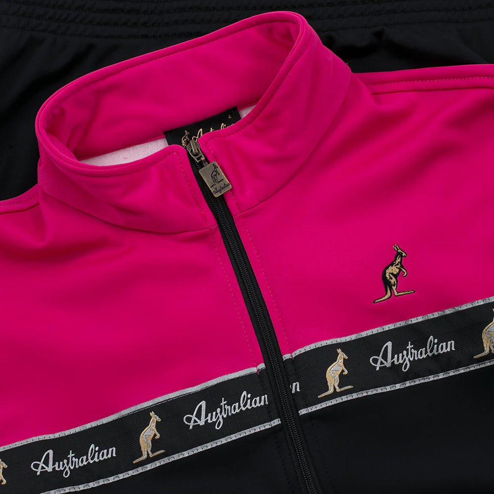 Australian Duo Jacket Black Fuxia with Black Tape – Track Jacket hardcore / gabber | TrueHardcoreStore