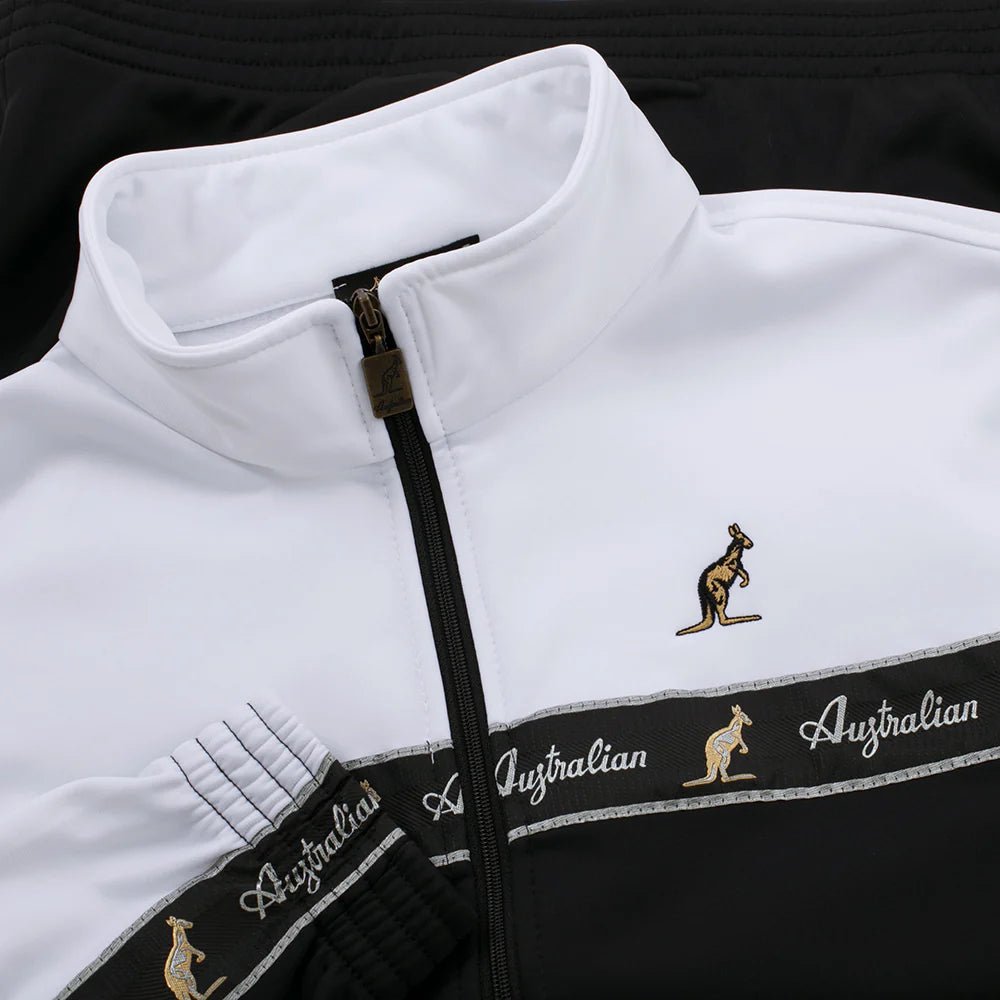 Australian Duo Jacket Black White with Black Tape – Track Jacket hardcore / gabber | TrueHardcoreStore