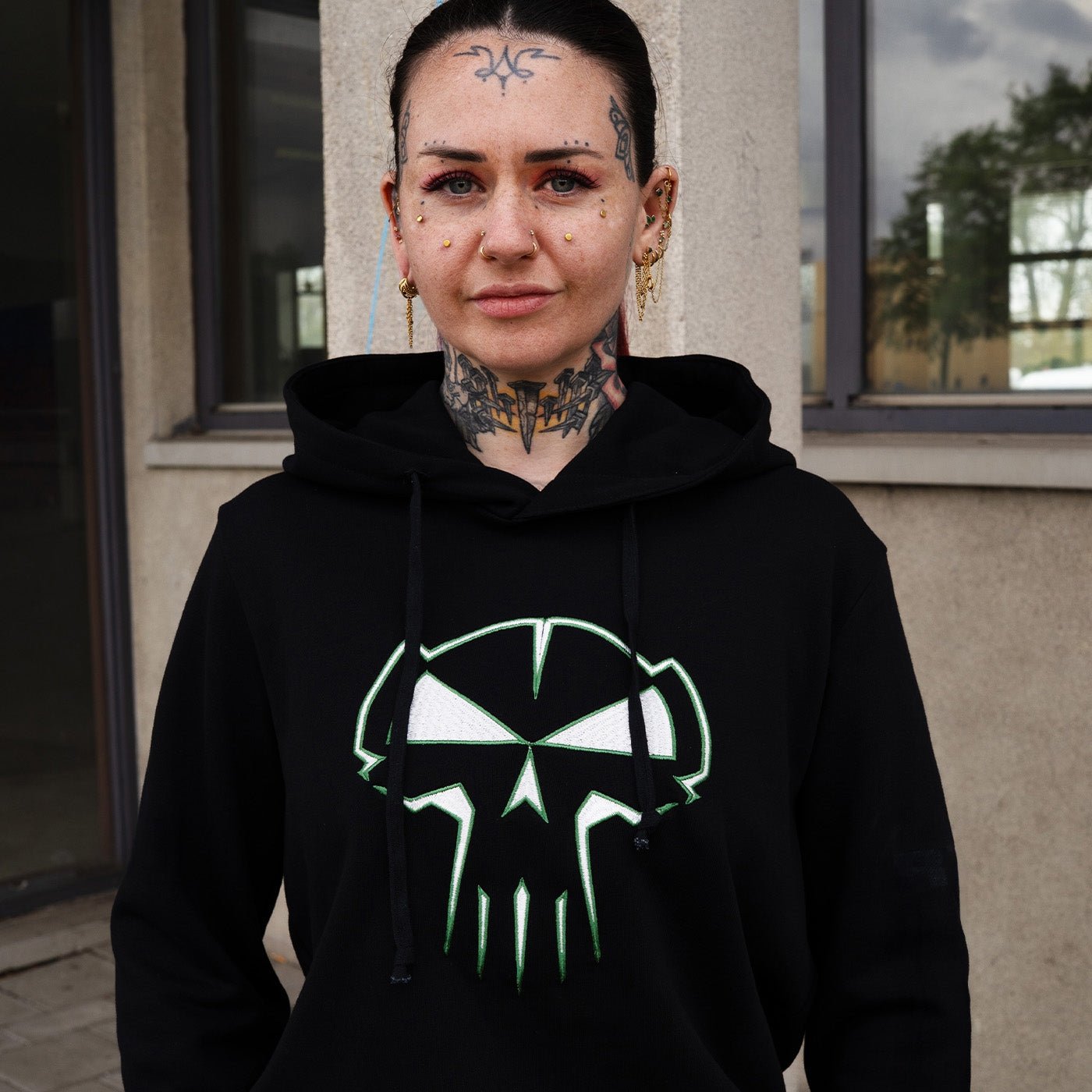 Bluza z kapturem Rotterdam Terror Corps „White & Green Edition” – Bluza z kapturem hardcore / gabber | TrueHardcoreStore