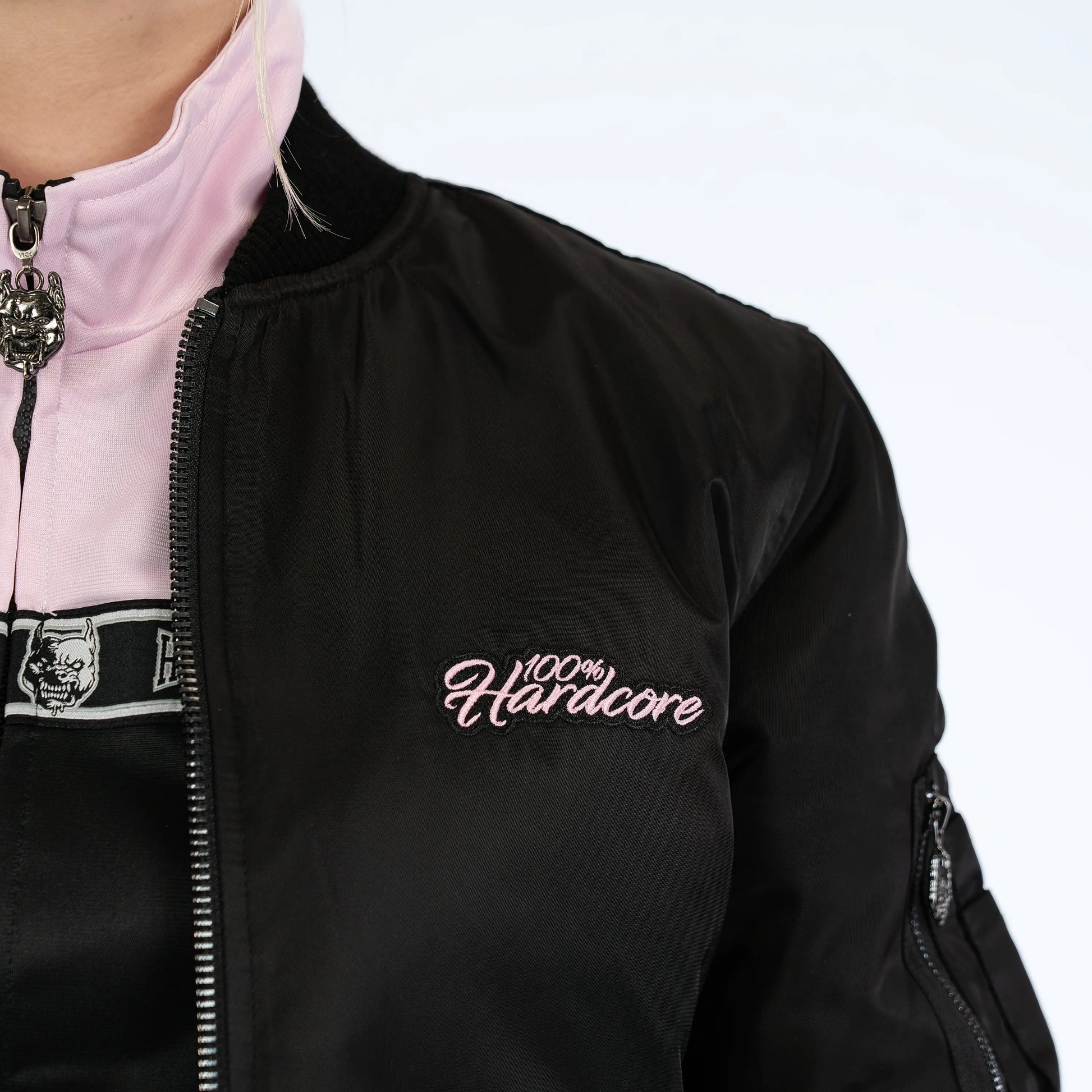 Bomber Jacket 100% Hardcore Pink „Branded Rage” – Kurtka hardcore / gabber | TrueHardcoreStore