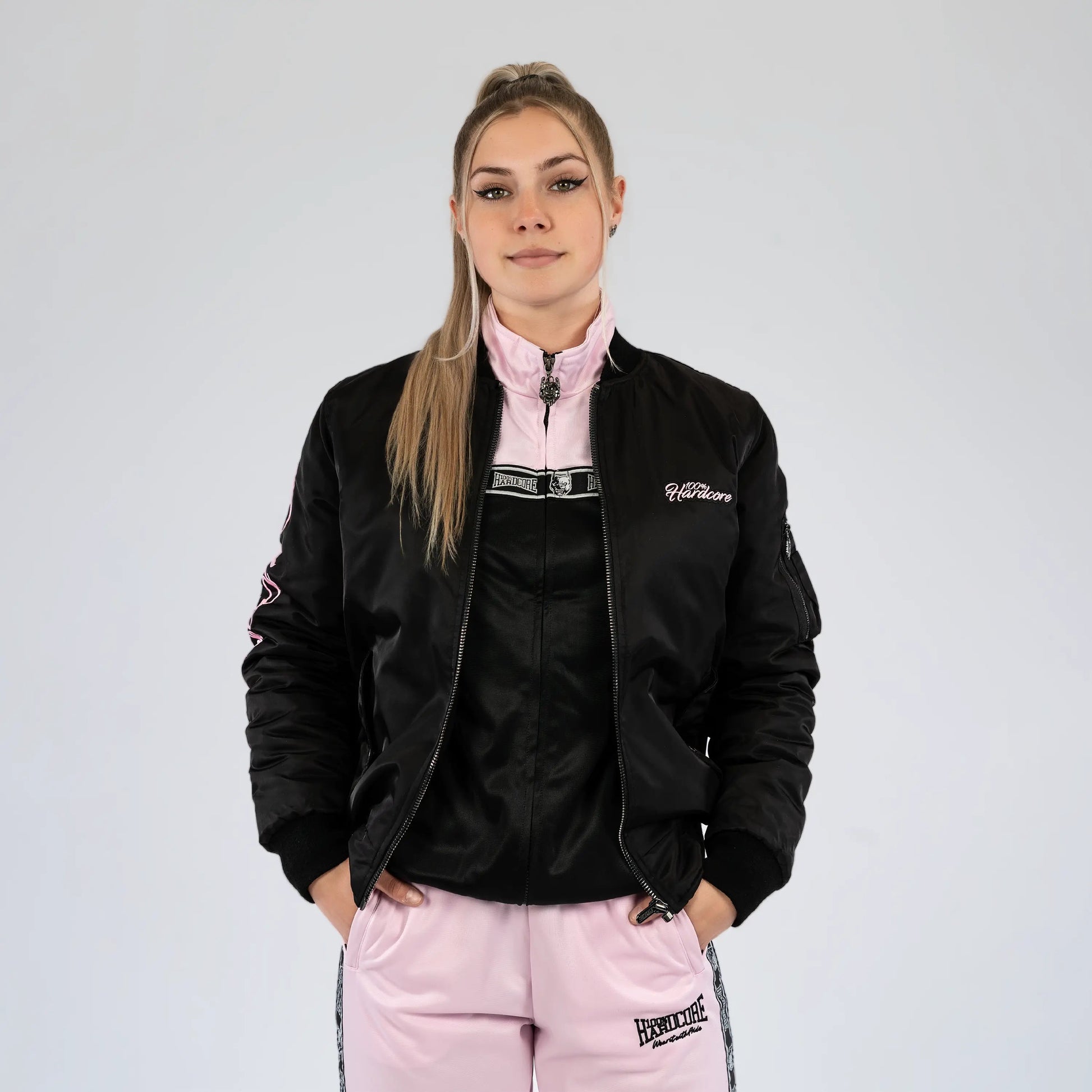 Bomber Jacket 100% Hardcore Pink „Branded Rage” – Kurtka hardcore / gabber | TrueHardcoreStore