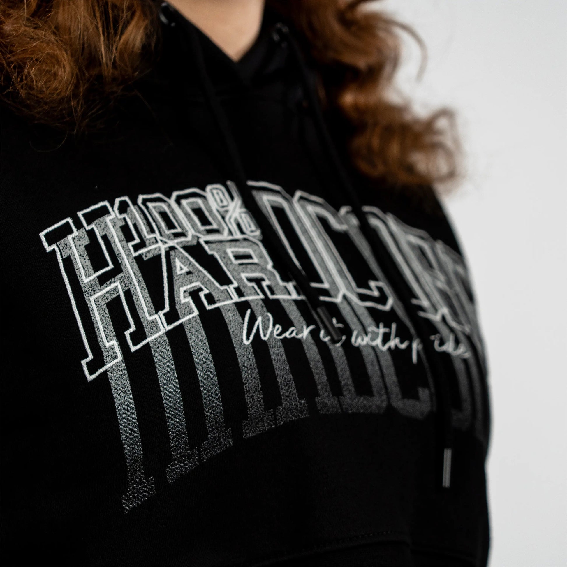 Cropped Hoodie 100% Hardcore „Faded” – Bluza z kapturem hardcore / gabber | TrueHardcoreStore