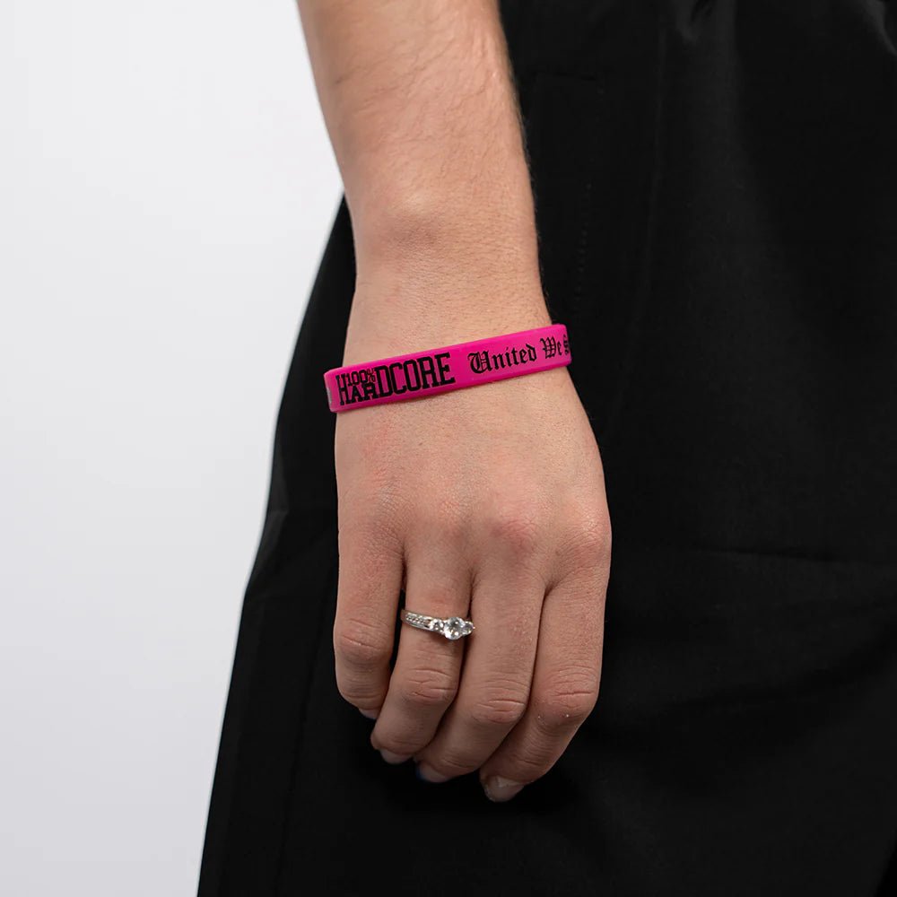 Wristband 100% Hardcore „United We Stand” Pink – Wristbands hardcore / gabber | TrueHardcoreStore